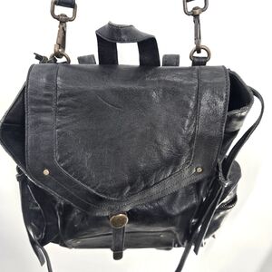 Tano Black Leather Backpack